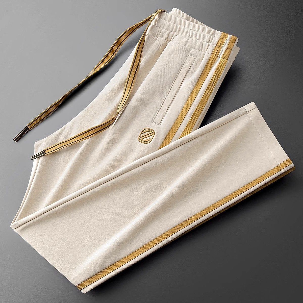 Men’s 4-Way Stretch Cotton Lycra Track Pants with Dual Contrast Side Stripe