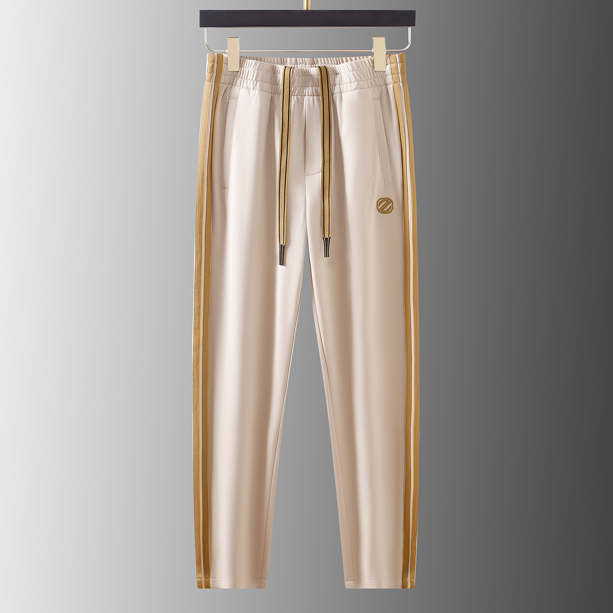 Men’s 4-Way Stretch Cotton Lycra Track Pants with Dual Contrast Side Stripe