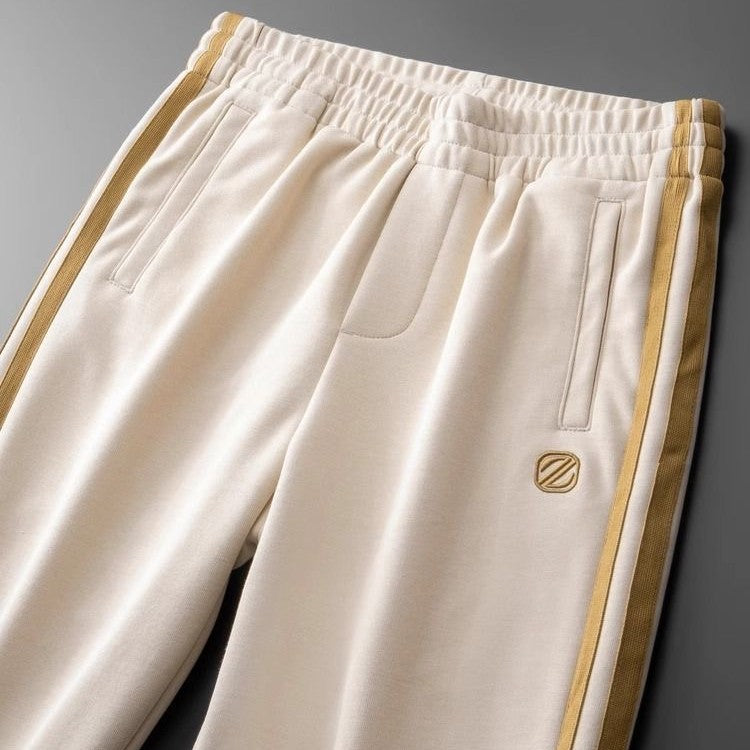 Men’s 4-Way Stretch Cotton Lycra Track Pants with Dual Contrast Side Stripe