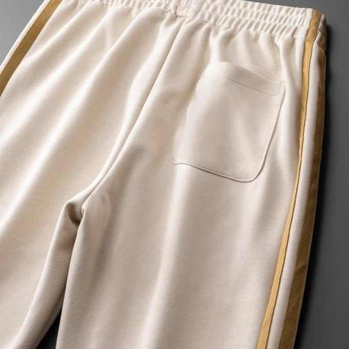 Men’s 4-Way Stretch Cotton Lycra Track Pants with Dual Contrast Side Stripe