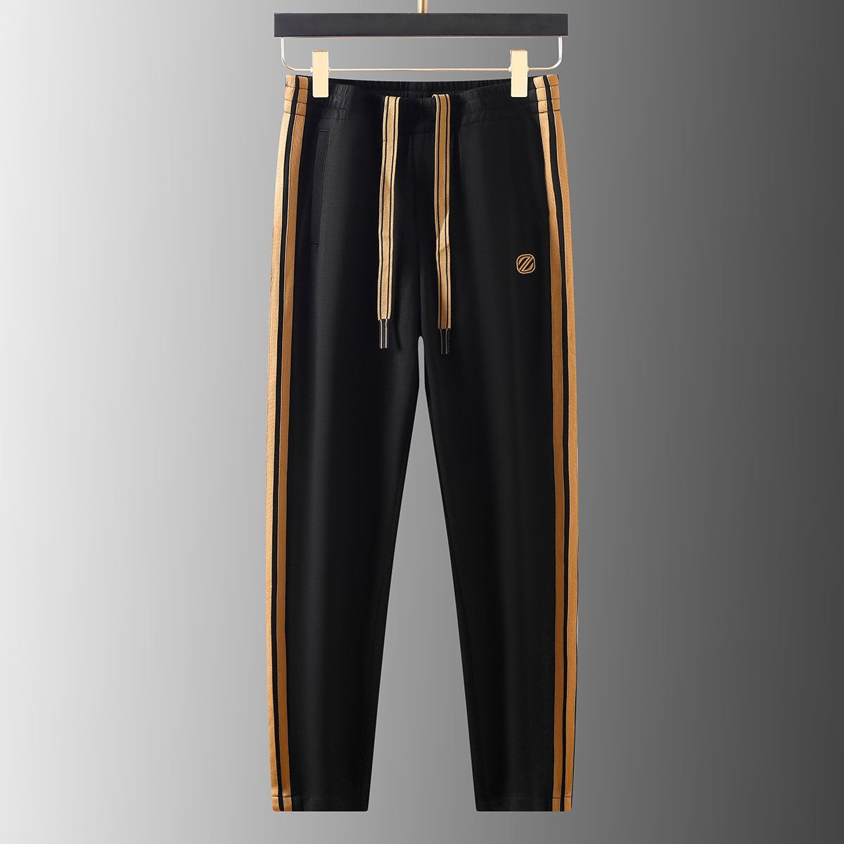 Men’s 4-Way Stretch Cotton Lycra Track Pants with Dual Contrast Side Stripe