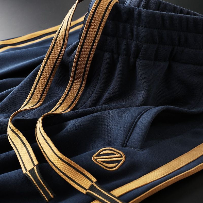 Men’s 4-Way Stretch Cotton Lycra Track Pants with Dual Contrast Side Stripe