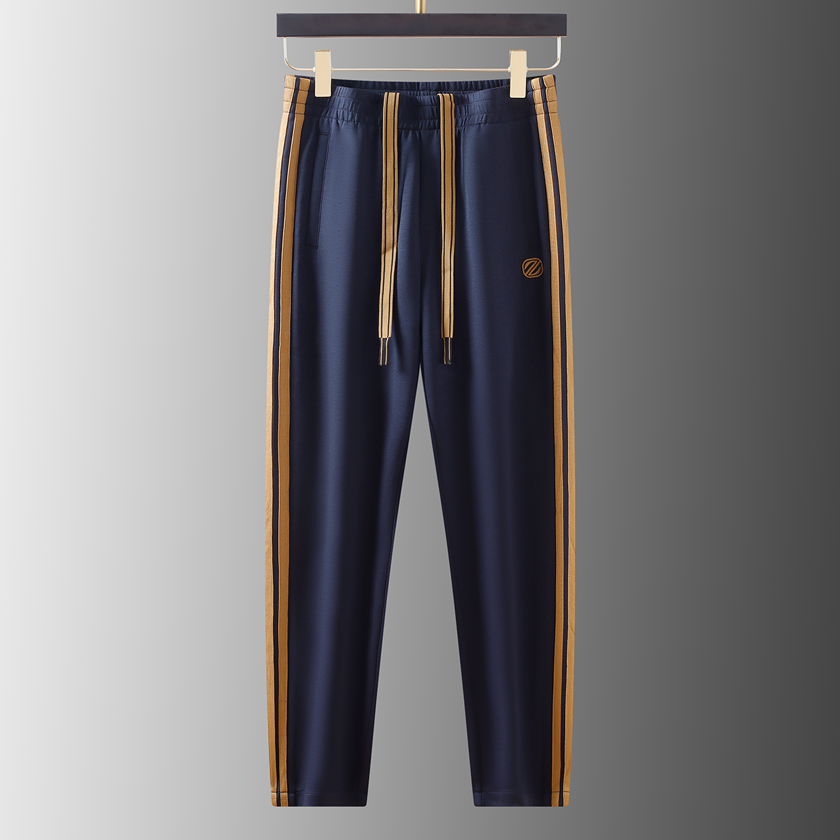 Men’s 4-Way Stretch Cotton Lycra Track Pants with Dual Contrast Side Stripe