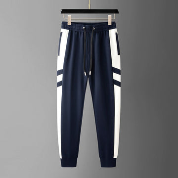 Men’s Premium Navy Panel Track Pant with 4-Way Stretch | Slim Fit Cotton Lycra Joggers