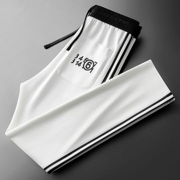 Men’s 4-Way Stretch Cotton Lycra Track Pant | Slim Fit Joggers with Elastic Waist & Side Stripes