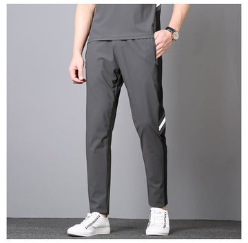 Men’s 4-Way Stretch Cotton Lycra Slim Fit Track Pant with Sporty Side Panel Design