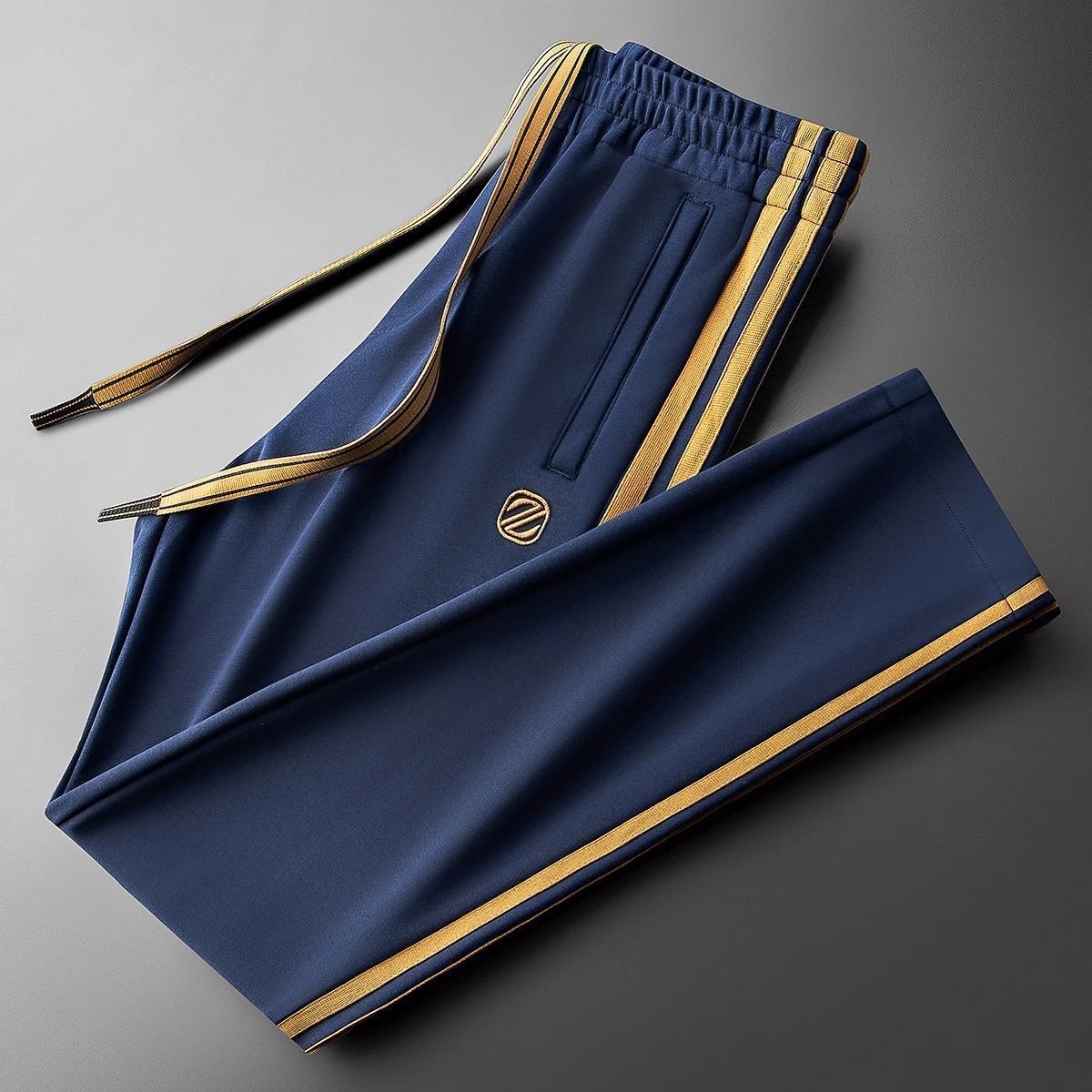 Men’s 4-Way Stretch Cotton Lycra Track Pants with Dual Contrast Side Stripe